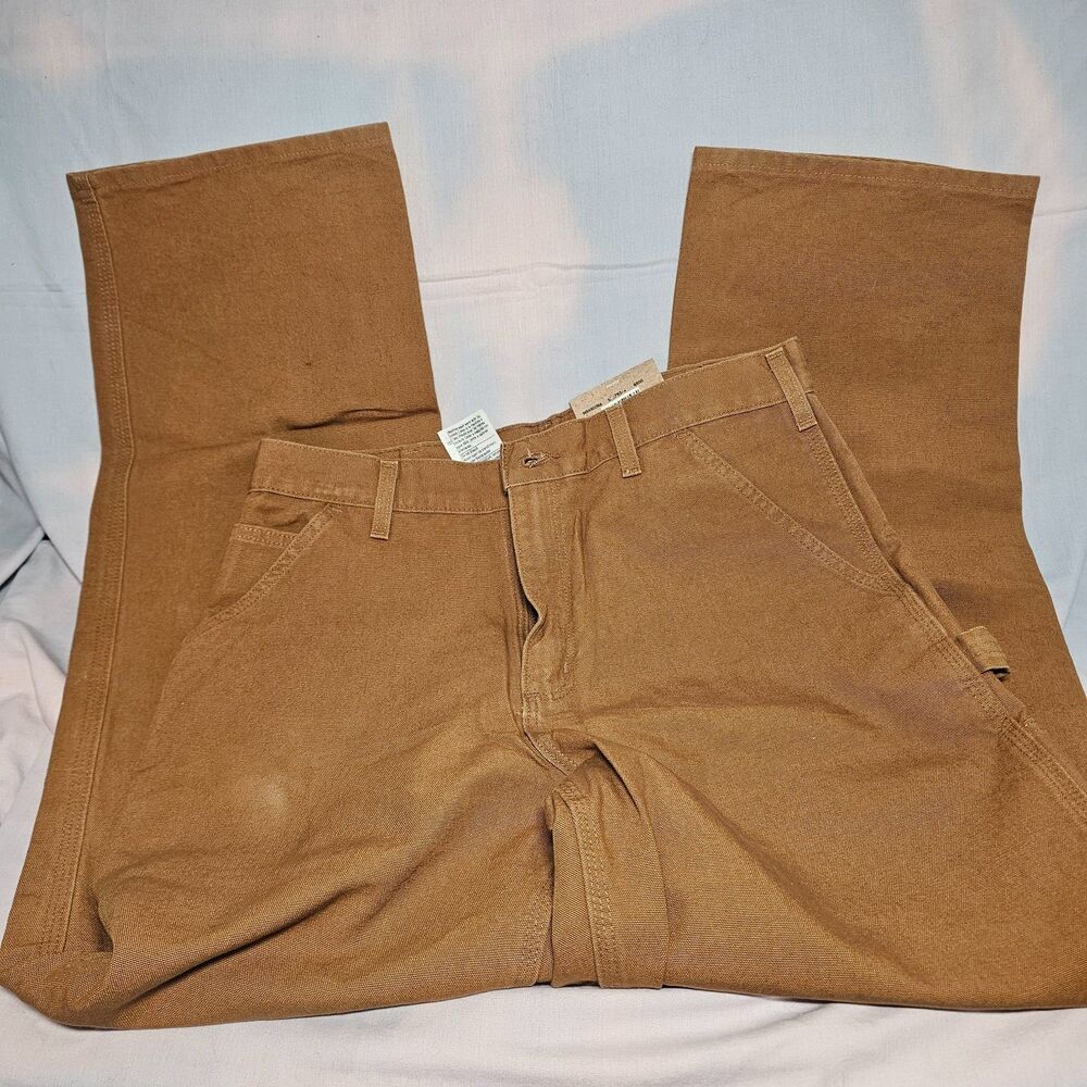 Carhartt B11 BRN Loose Original Fit Washed Duck Work Dungaree Pants 34x32 NWT